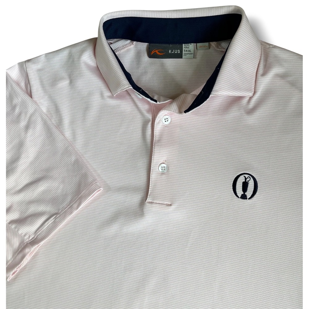 KJUS Mens The Open Claret Jug Golf Polo Shirt Pink Stripe UPF 50+ XL 54